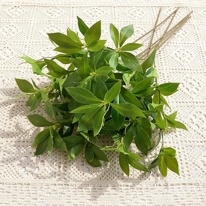 1PC Artificial Greenery Stem, 3 Forks Simulation Plant Leaves for Wedding Centerpieces, Home Shelf, Garden & Party Decoration