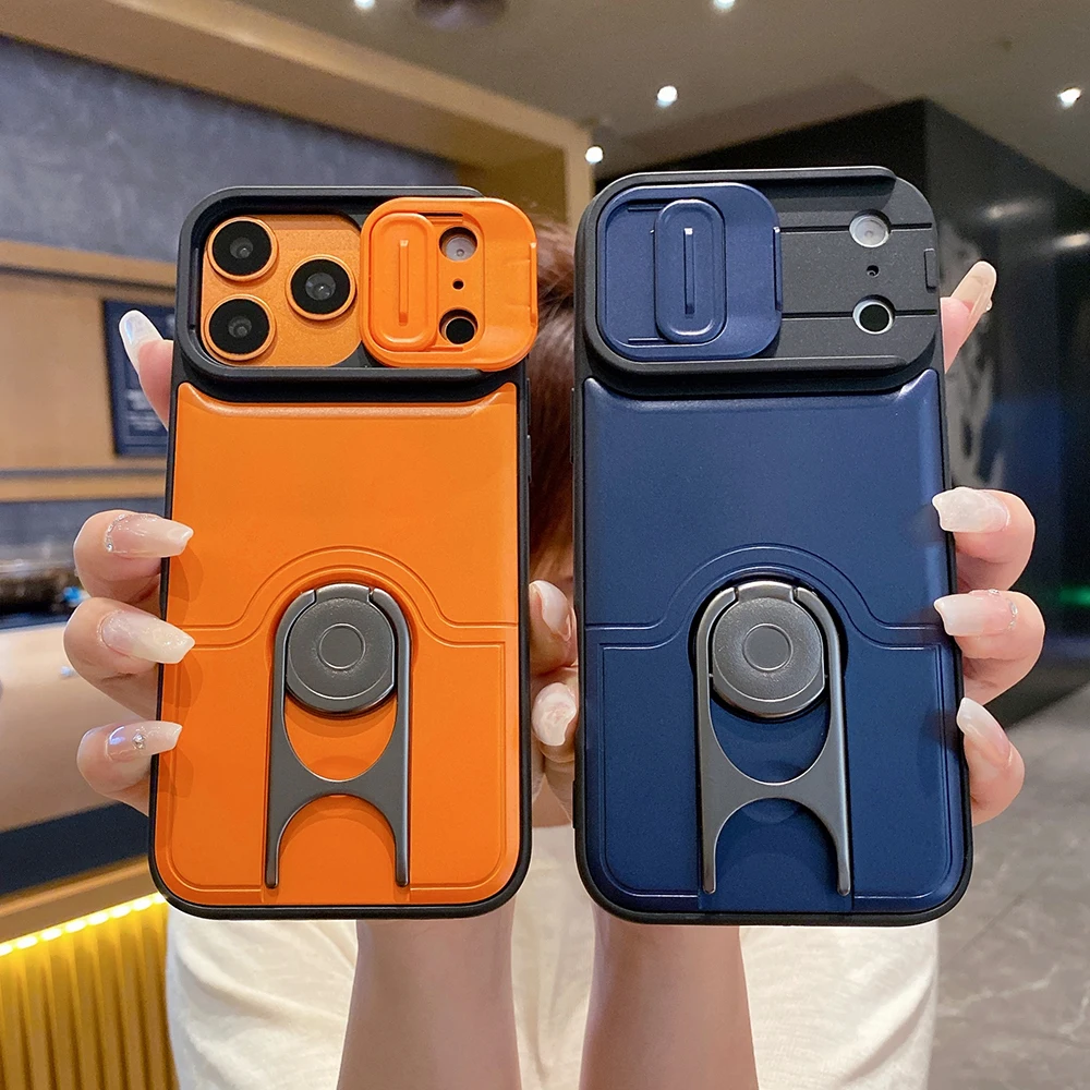 

Mecha Kickstand Phone Case with Sliding Lens Cover & Dual-View Stand For IPhone 17 16 15 14 13 12 11 17 Pro Max Plus Air 16/17E