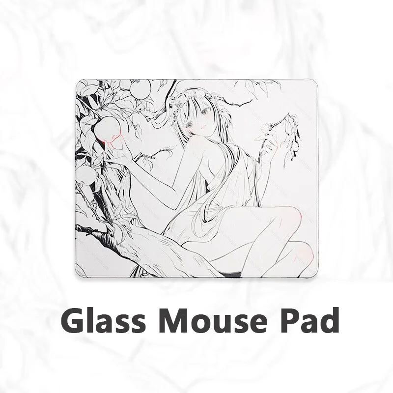 Sketch Cute Girl Glass Mousepad Sora Game Mouse Pad Customized Pattern Tempered Smooth Gaming Desk Mat Fps Esports Office Gaming