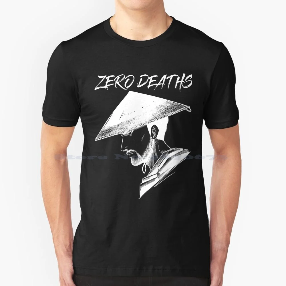 Zero Deaths Warrior-Male-( Best On Black ) T Shirt 100% Cotton Tee Japanese Warrior Mentalhealth Samurai Motivational Gamer