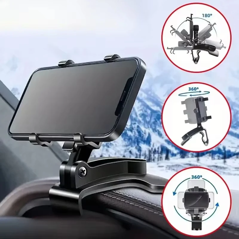 Car Mobile Phone Holder 360 Degree Rotation Stand Multifunctiona Universal GPS Dashboard Clip Mount Mobile Phone Support in Car