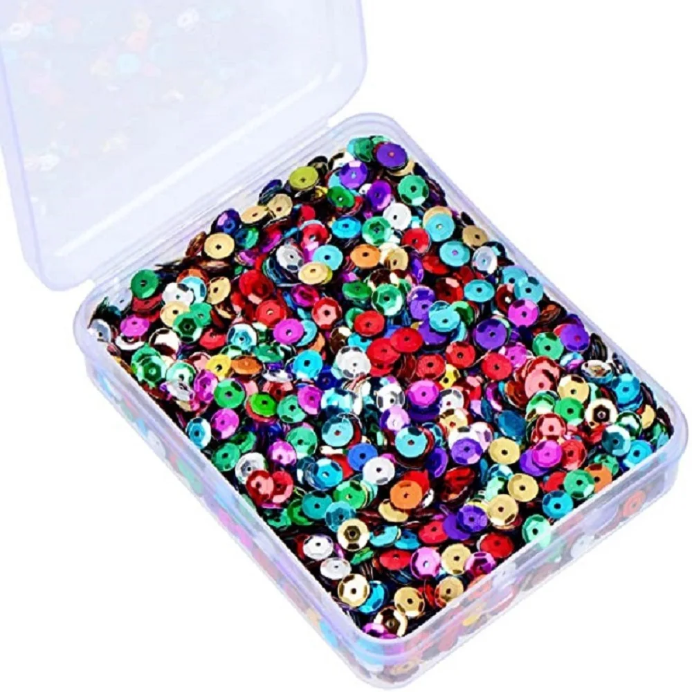 20,000Pcs Bulk Loose Sequins Round Cup Sequins Flat Beads with Storage Box for Crafts, Sewing, Slime, Wedding, Christmas DIY Art