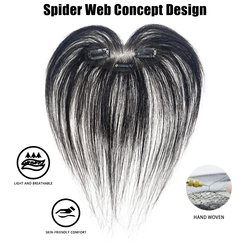 10 pouces 100% cheveux humains femmes 3D huit caractères frange naturel front blanchissant amélioration des cheveux rideau de tête pour Topper cheveux