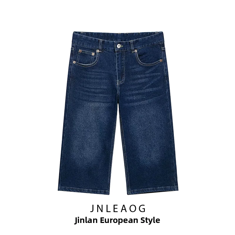 JNLEAOG Summer New Women's Comfortable Fashion Daily Denim Six-Part Pants Commuting Pants Low Waist Tight Fit Polyester