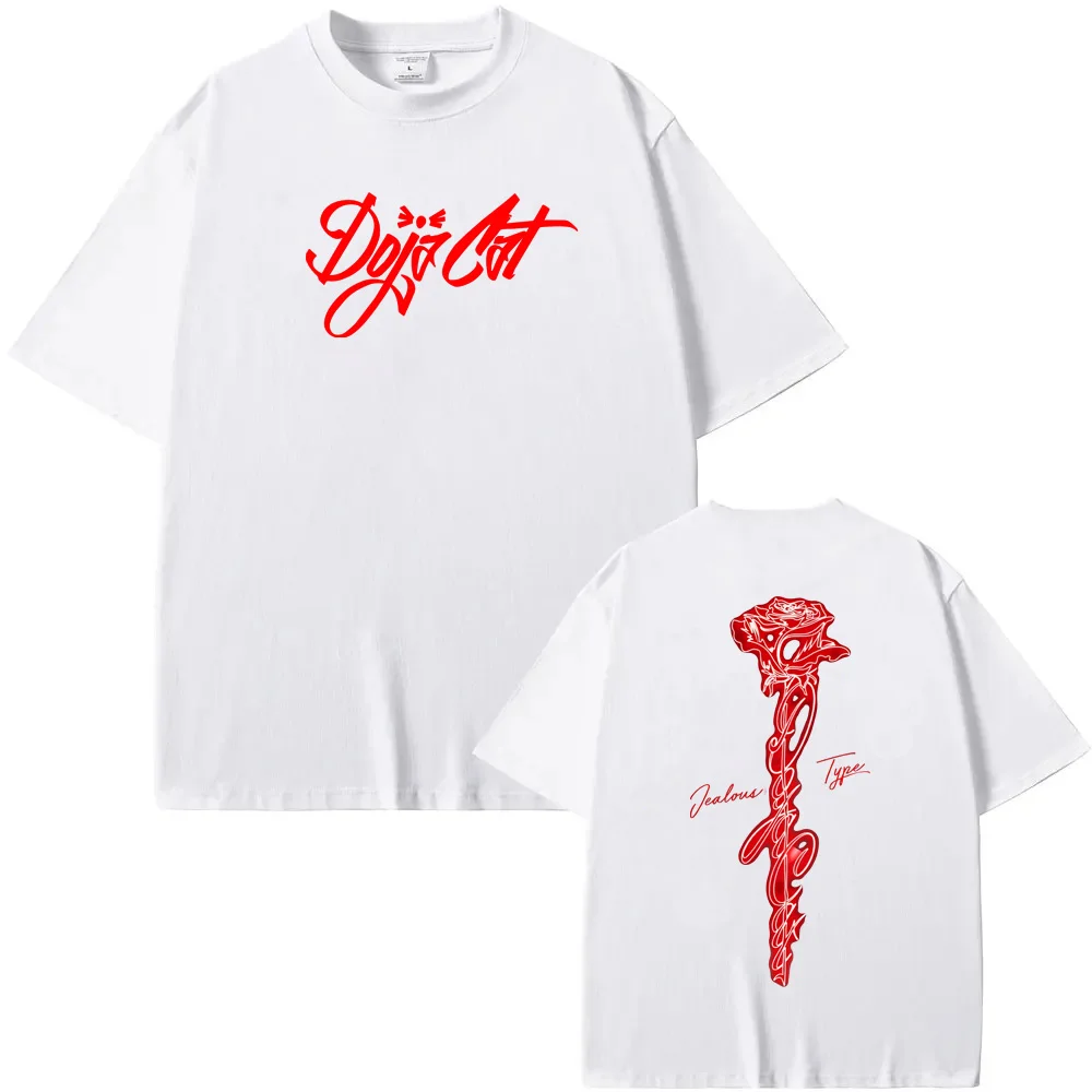 Doja Cat - Jealous Type T-Shirt 2025 Summer Rock Sleeve Oversized 100%Cotton Clothes Round Neck American Rapper Ropa Mujer
