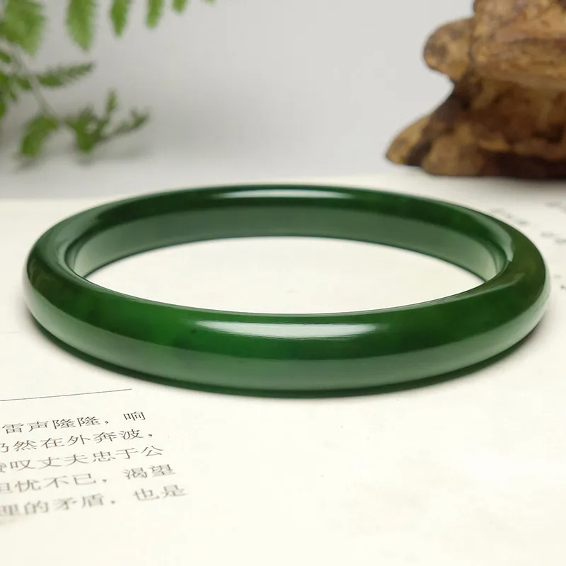 

9 Natural Myanmar Ice Jade Bracelet Full Green Emperor Green Round Bar