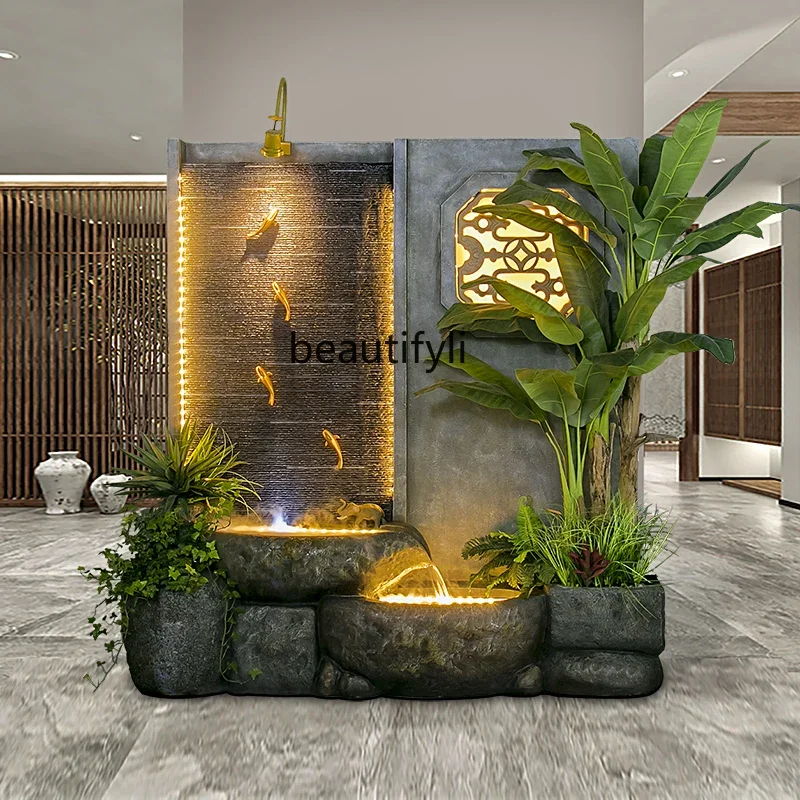 Rockery Flowing Water Living Room Water Curtain Wall Landscape Decoration Hallway Hotel Lobby Alpine Floor Ornaments