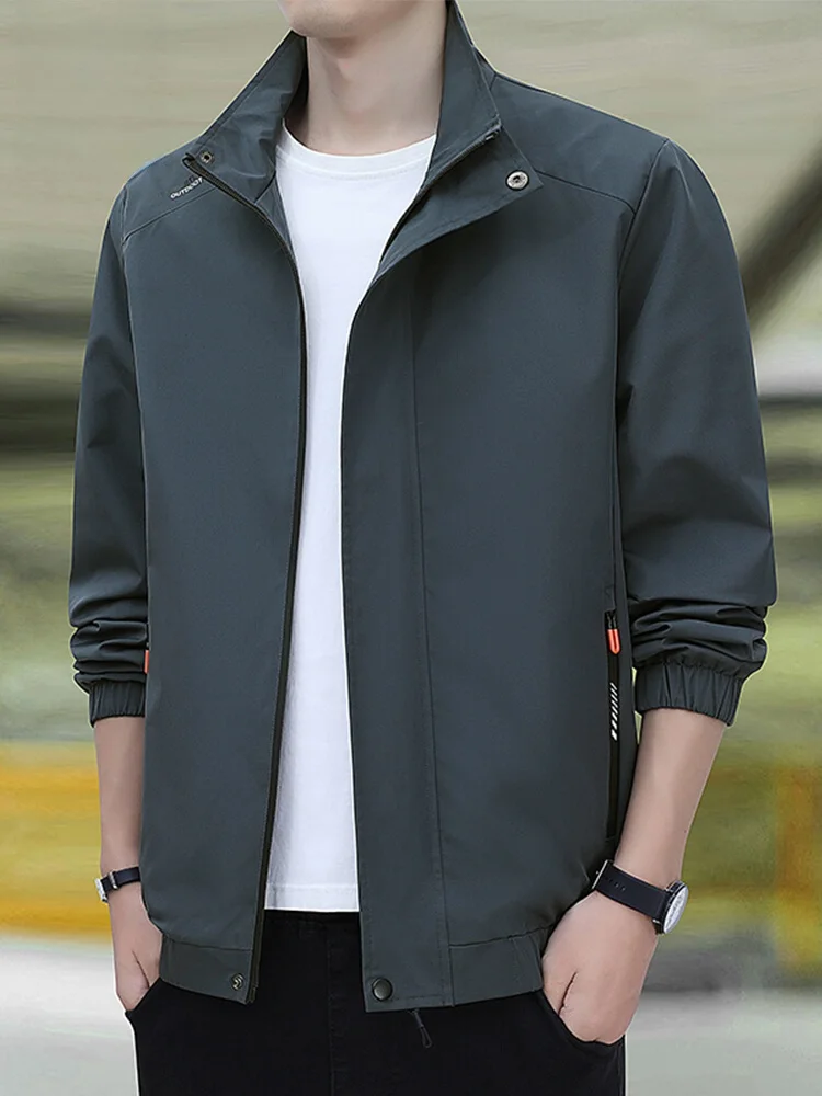 

Thiened Fce Casual Men's Jaet Stand Collar Busin Leisure Spring Autumn Flight Jaet irt Mexican St Man Coat