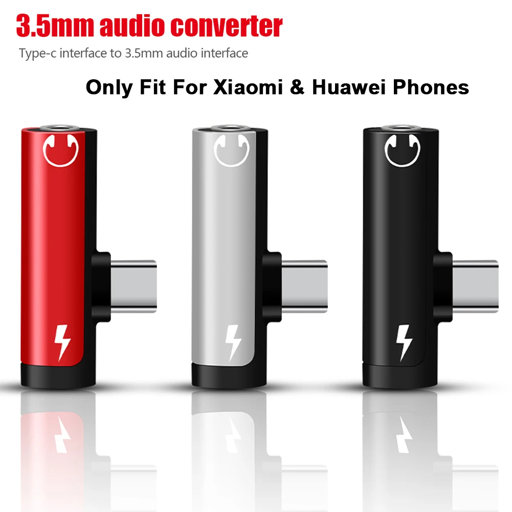 Type C Dual-port Audio Adapter To 3.5Mm Jack Headphone 2-in-1 Adapter Audio Charger Dispenser Accessories Only For Xiaomi Huawei