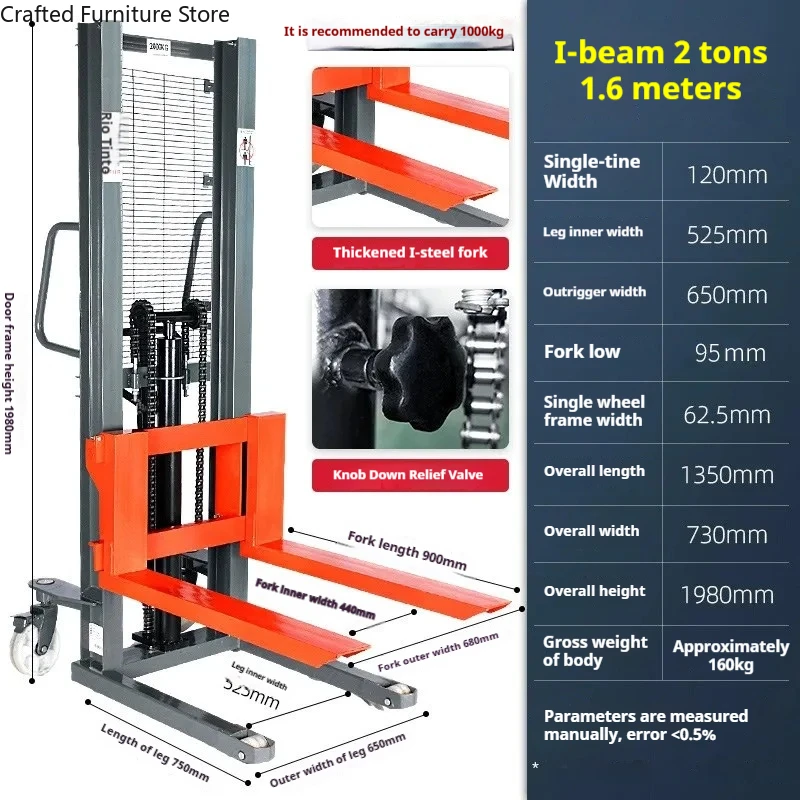 

Easy Operate Forklift Truck Sturdy Durable Hydraulic Forklift Truck Push-type Commercial Furniture Carrello Elevatore ZY60CC