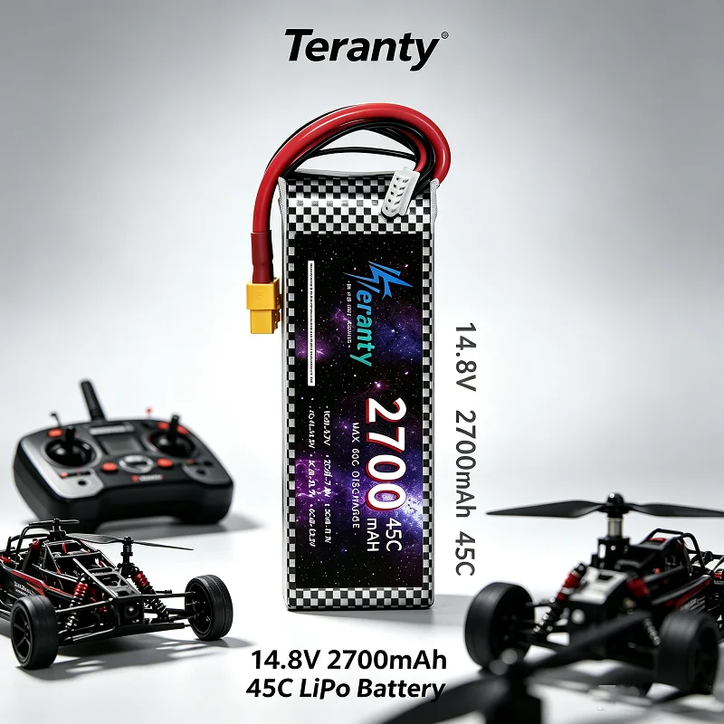 Batterie au Lithium polymère TERANTY V2.0 14.8V 2700mAh T/XT60 4S pour hélicoptère RC, véhicules multirotor RC
