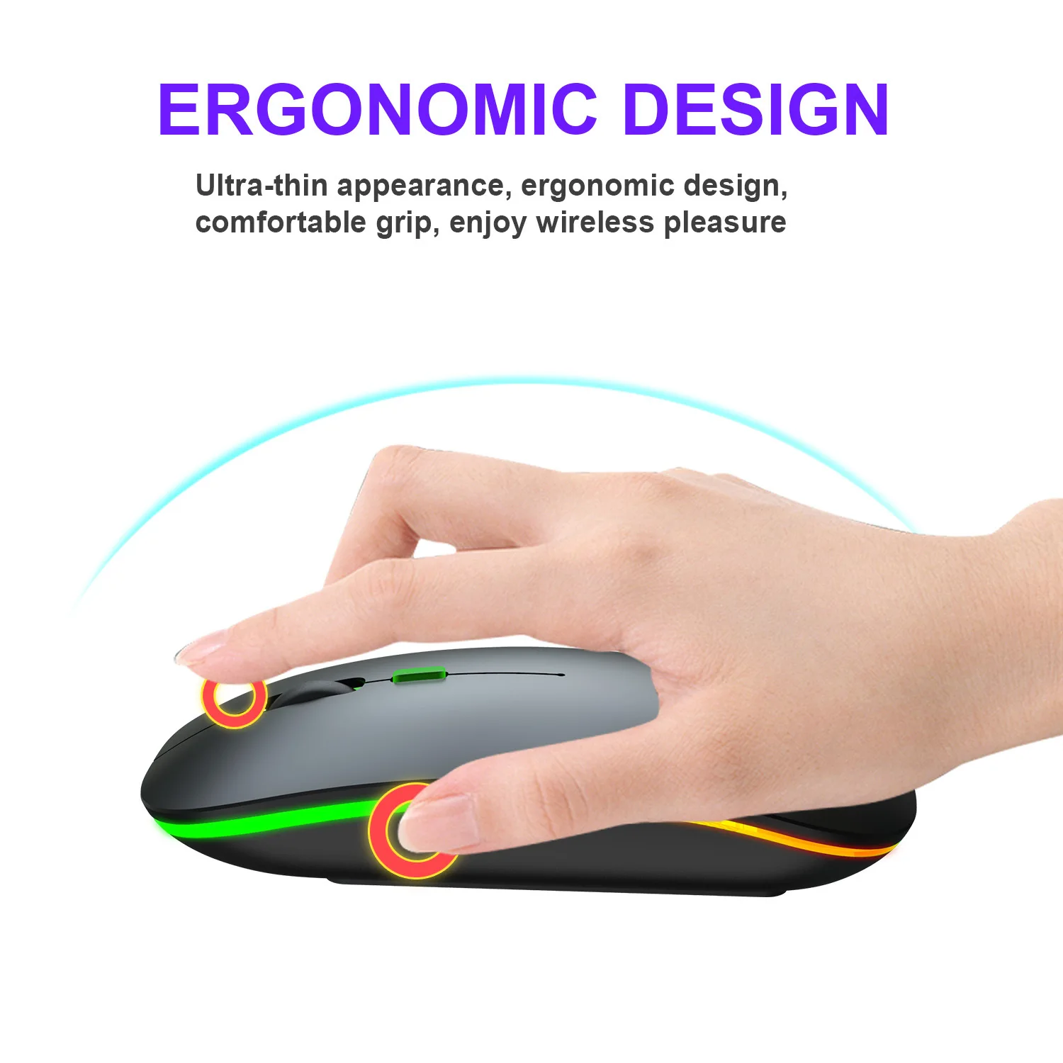 Imagem -06 - Mouse Bluetooth Recarregável sem Fio Rgb Retroiluminado Led Mouse Ergonômico para Jogos para pc Portátil 10 Pcs