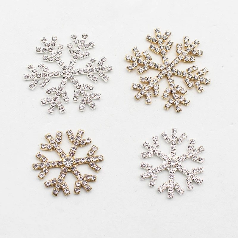 10pcs Flat Bottom Alloy Rhinestone Snowflake Jewelry Diy Butterfly Headdress Clothing Bow Tie Decoration Crafts