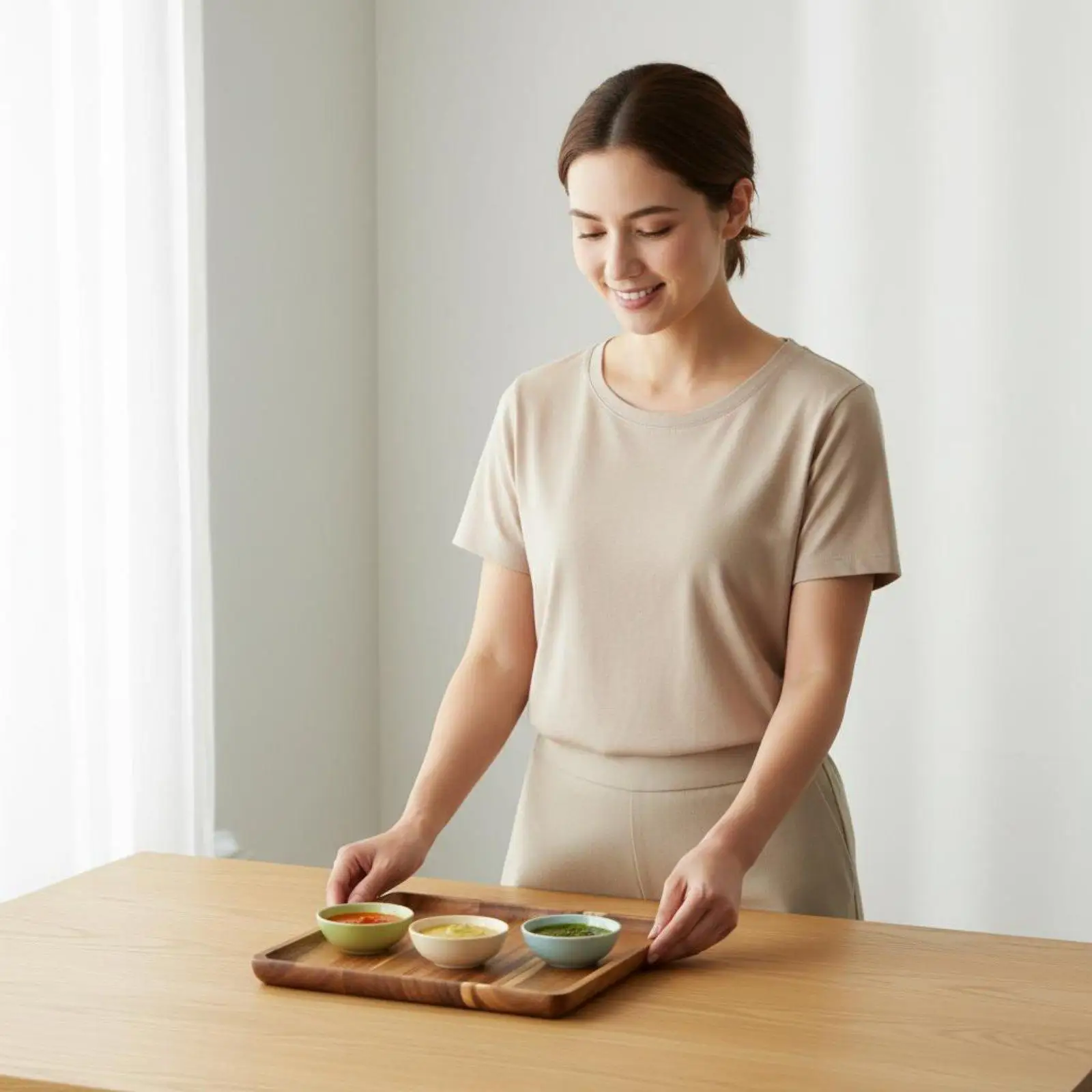 Square Serving Tray Acacia Wood Tray Decorative Plate Wooden Platter for Sushi Fruit Appetizers Buffet view 3