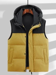 Plus Size White Duck Down Vests Men Hat Detachable Winter Thick Sleeveless Jacket Hooded Puffer Coats Male Big Size 6xl 7xl 8xl