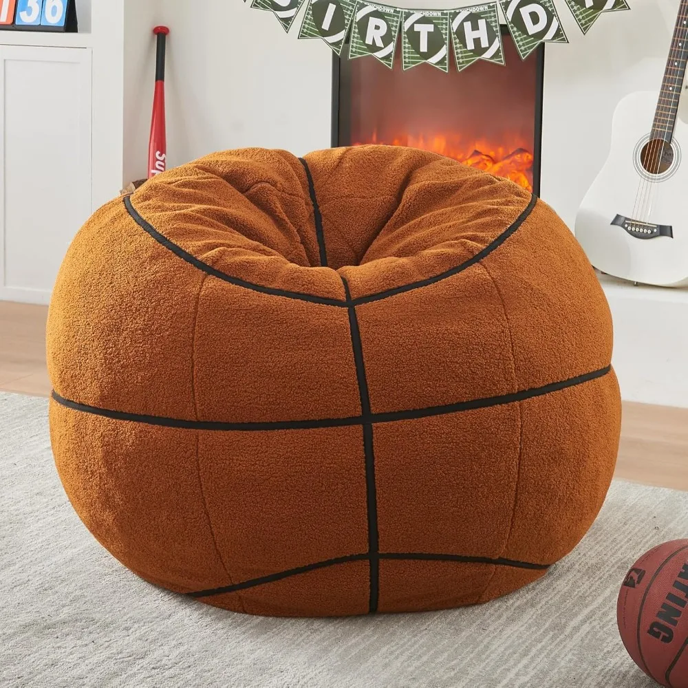 Sports Basketball Bean Bag Chair - Giant Bean Bag Chairs for Adults and Kids - Oversized Bean Bag Sofa Couch with Filler-Baske
