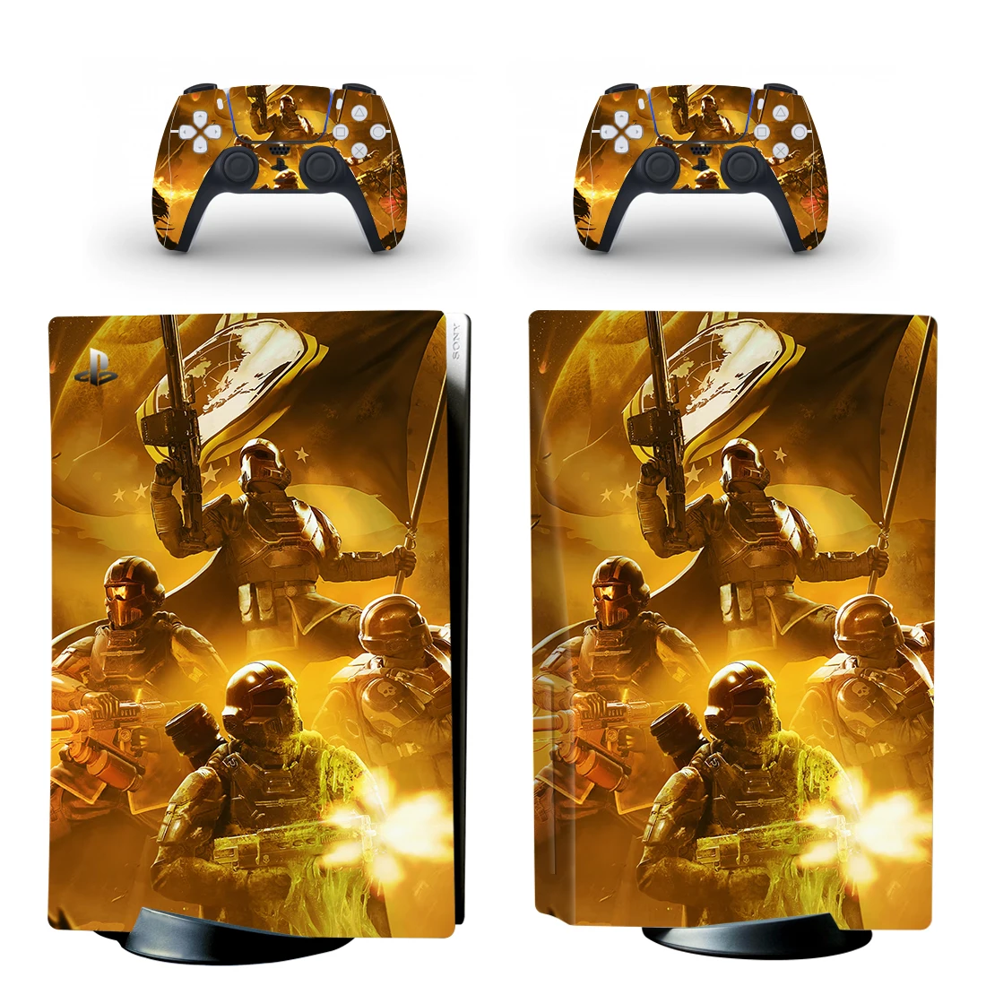 ゲームhelldiver2 ps5ディスクスキンステッカー、コンソールコントローラー用デカールカバー