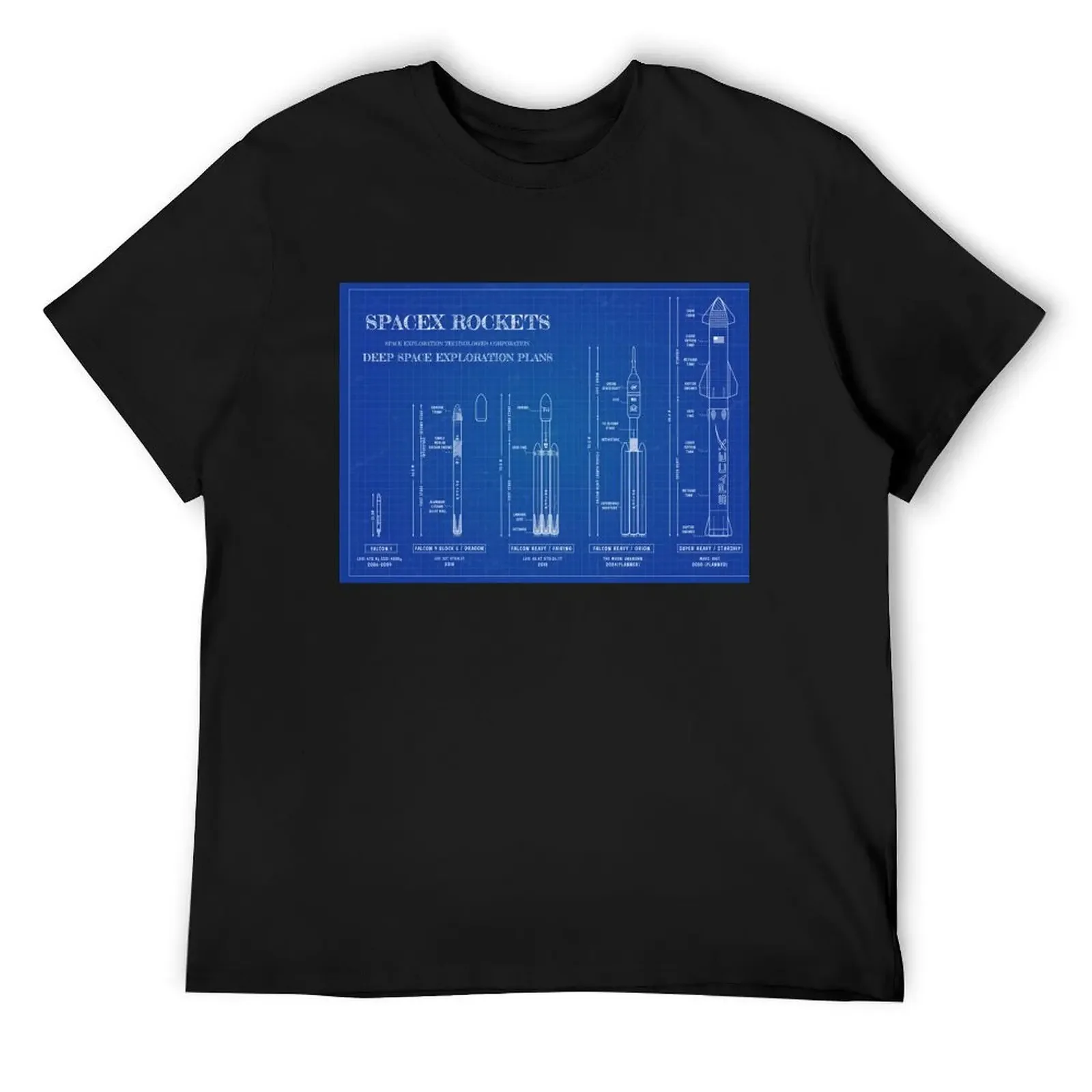

SPACEX Rockets (Blueprint) T-Shirt heavyweights Funny t-shirt luxury t-shirt clothes for men
