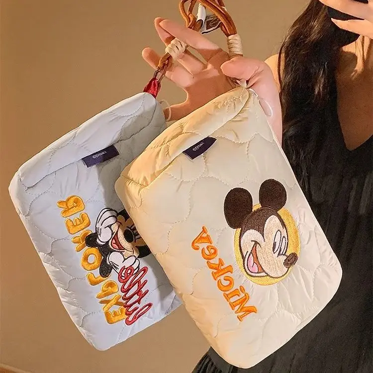 Bolsas de maquillaje de dibujos animados de Disney, Mickey Minnie Mouse, gran capacidad, organizador de artículos de tocador y cosméticos, bolsa de viaje portátil para mujer, regalos