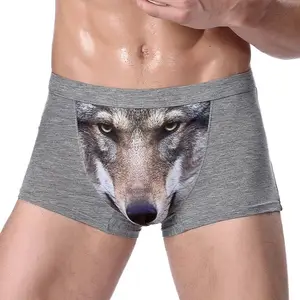Atmungsfreie Modal -Stoff -Boxer -Shorts von Männern, nur 3D -gedruckter Wolf, Adlerkopf, flache Hosen, mittlere Taille 6 Hauptverkaufsmodalunterwäsche - №4