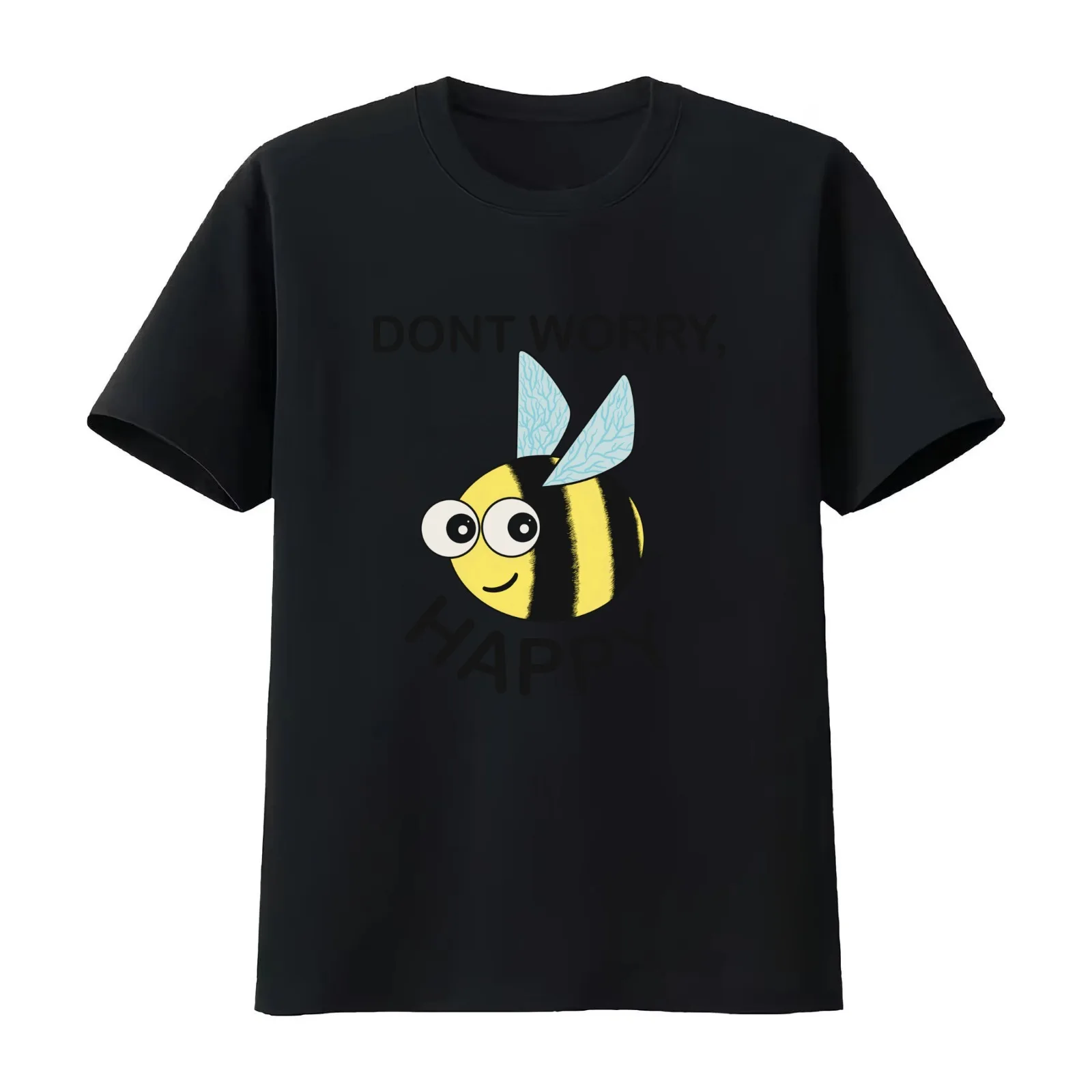 Don't Worry Bee Happy T-Shirt Summer Casual Cotton Tee Oversized Streetwear Tops Vintage Graphic Print Unisex Men Women