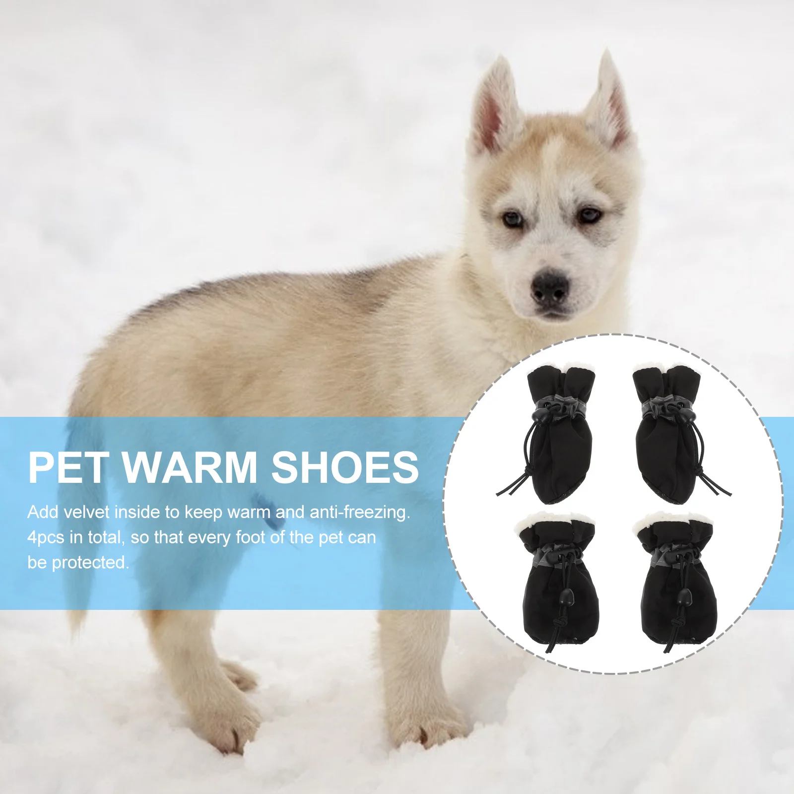 

4Pcs Pet Shoes Anti-Skid Warm Dog Cat Boots Durable Elastic Band Winter Paw Protectors Pet Winter Shoes Dog Boots