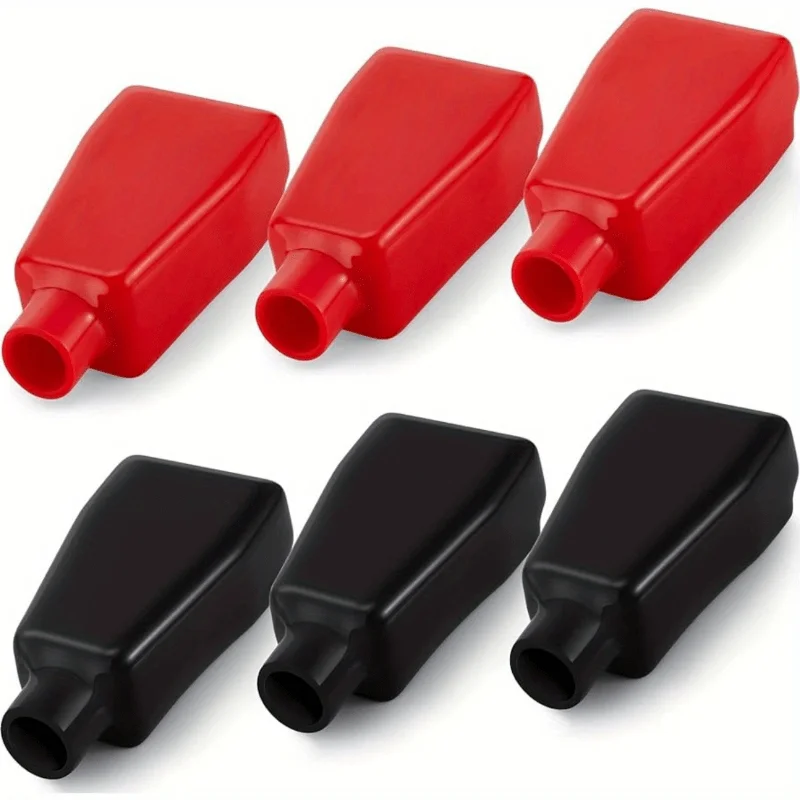 6 قطع من أغطية أطراف البطارية البلاستيكية - أكمام عازلة متينة للكابلات الإيجابية والسلبية، أحمر وأسود - مثالية للقوارب والسيارات
