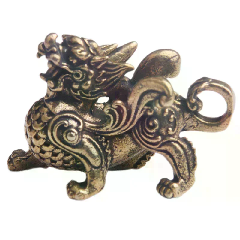 Statue Figurine Kylinsculpture Wealth Brass Decor Prosperity Good Yao Chinese Pi Ornament Qilin Dragon Luck Animal Fengshui