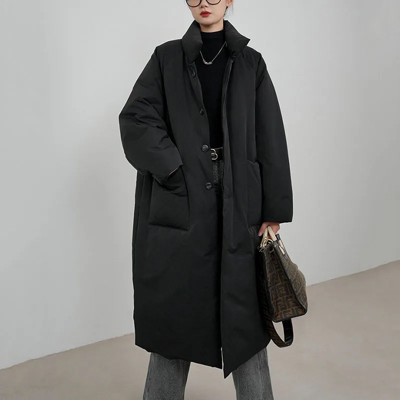 Temperament Mode Jas 2025, Dames Patchwork Katoenen Jas Losse Opstaande Kraag Effen Kleur Dons Katoenen Jas Dames