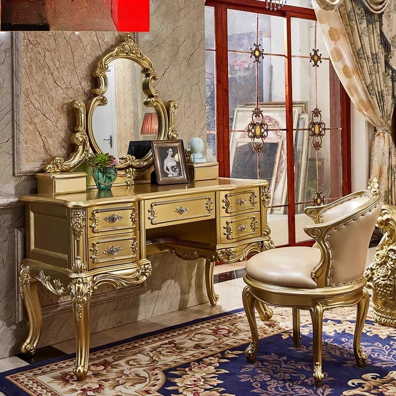 

Туалетное зеркало принцессы для главной спальни из массива дерева, мини-туалетный столик для маленькой квартиры, туалетный столик