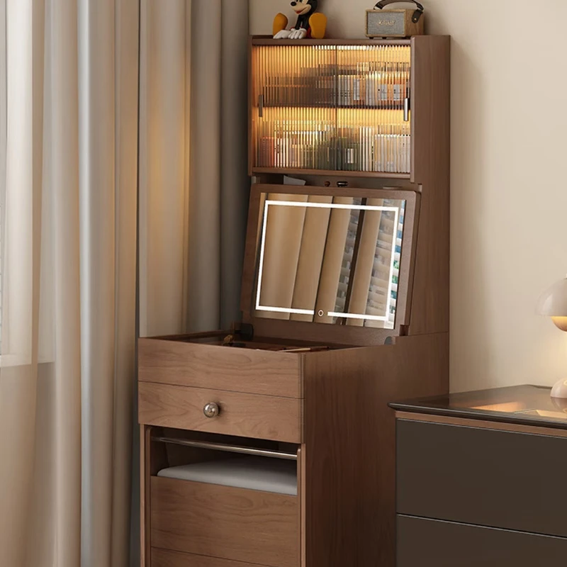 Solid wood flip dresser bedroom modern simple small makeup table
