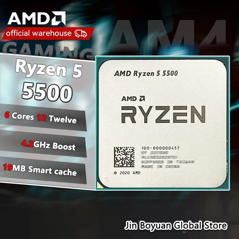 New AMD Ryzen 5 5500 R5 5500 3.6 GHz 6-Core 12-Thread CPU 7NM L3=16M 100-000000457 Socket AM4 but without cooler