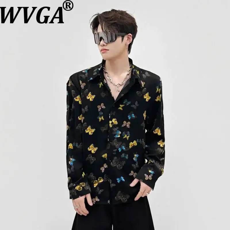 

Новые мужские рубашки WVGA для весны и осени: модные, с принтом, с длинным рукавом, легкие, драпированные, трендовые, в стиле кэжуал, модель W22231