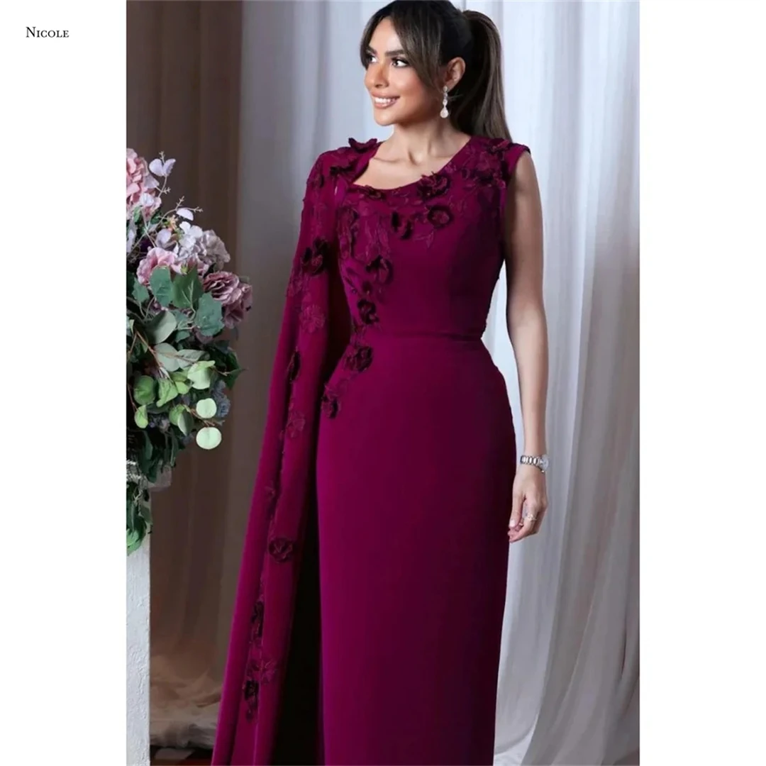 

Nicole Custom Made Elegant Women's Dresses for Wedding Party Dresses Luxury Evening Dress 2025 Back-length Fish Tail Purple Prom