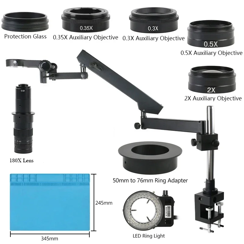 Rotable Table Stand Articulating Arm Pillar Clamp 180X Monocular Microscope Lens For Phone Repair Soldering Tool