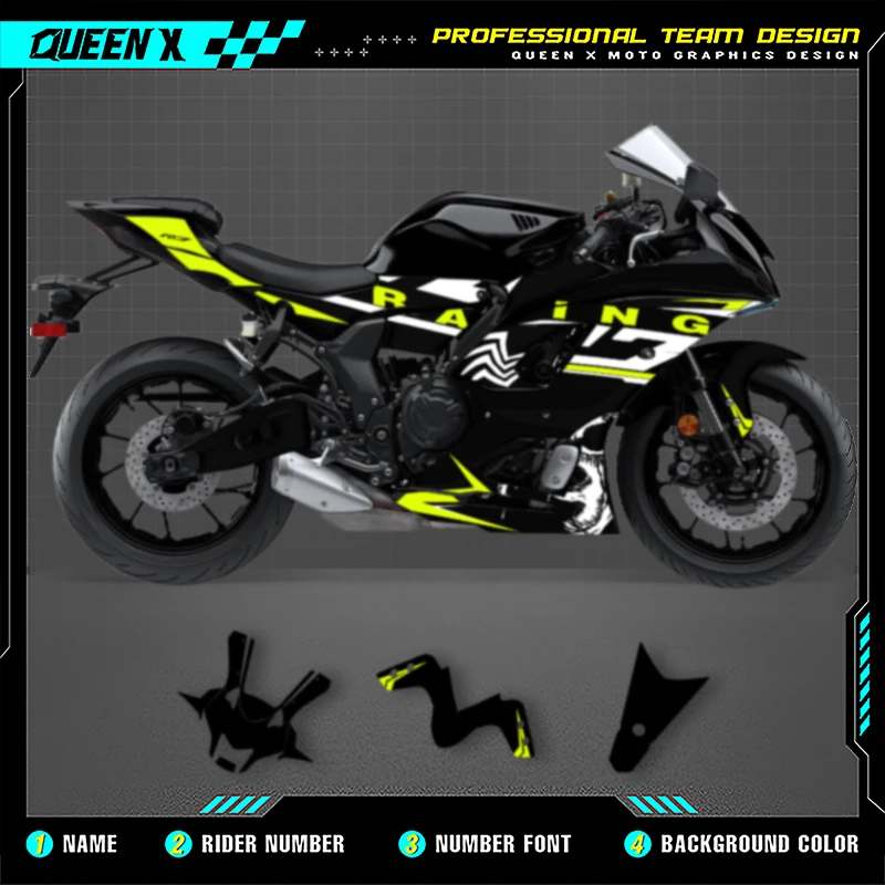 

Queen X MOTOR полный обтекатель мотоциклетные графические наклейки наборы наклеек для YAMAHA R7 2021 2022 2023 2024 001
