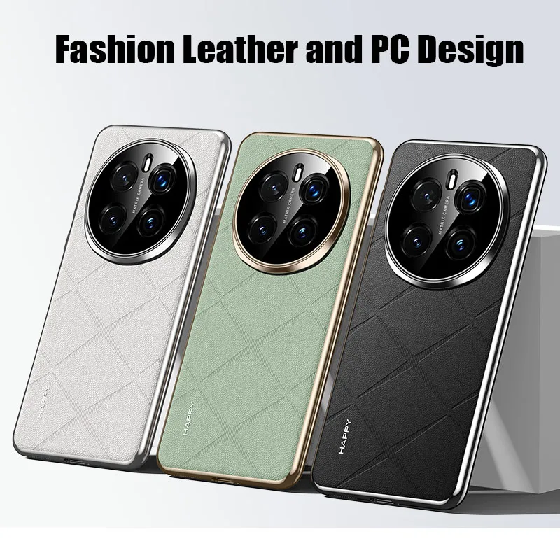 Fashion Leather Back Electroplated Hard PC Cover Case For Honor Magic 7 Pro 6 Pro Huawei Mate 60 50 40 Pro RS