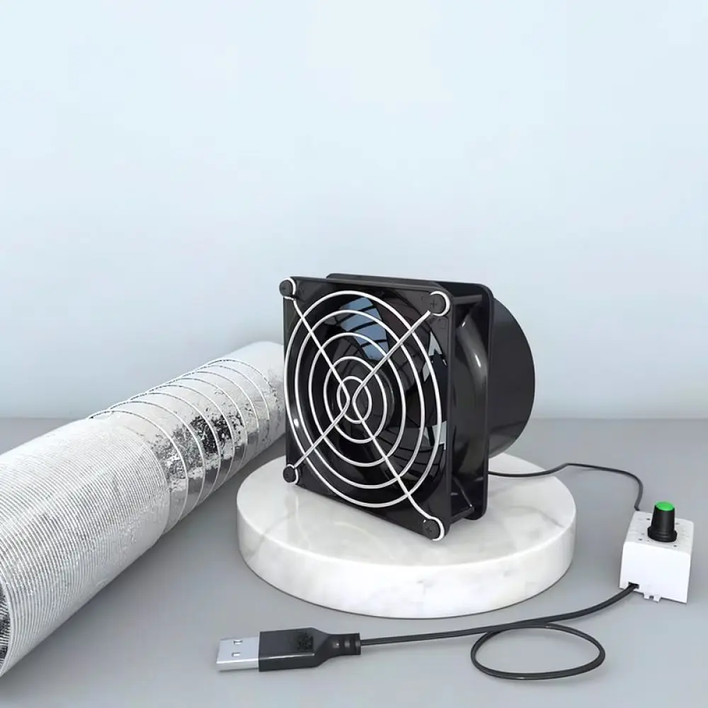Kitchen Ventilation Blower USB Adjustable Speed Exhaust Fan Compact Duct Extractor Household Air Circulation Cooling Device Tool