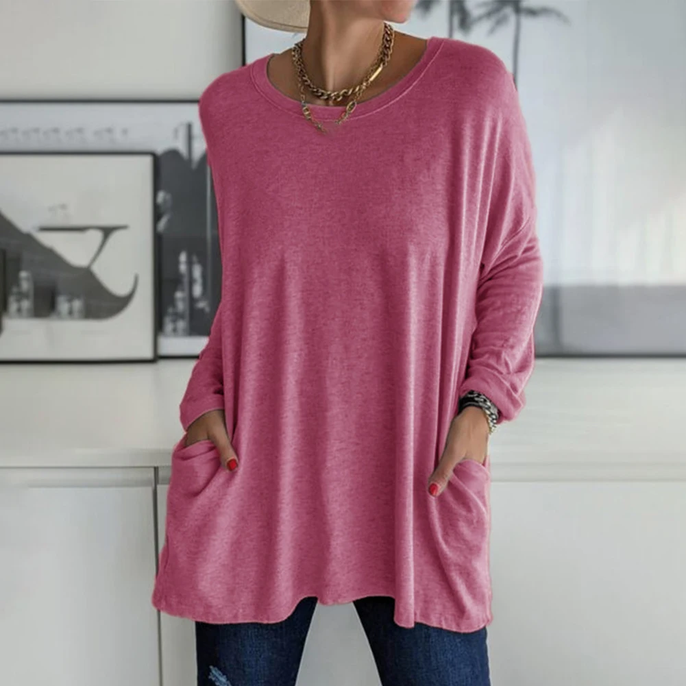 

Женская Оригинальная туника с длинным рукавом, классические модные топы, удобная футболка, простая бесшовная объемная Повседневная Свободная блузка
