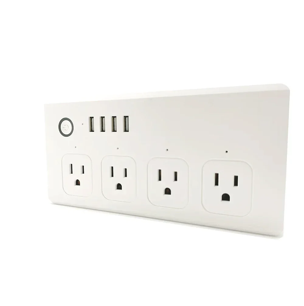 MVAVA US Smart Wifi LED Light Plug WiFi Smart Home Power Strip Surge Protector With 4 AC Outlets And 4 USB Ports