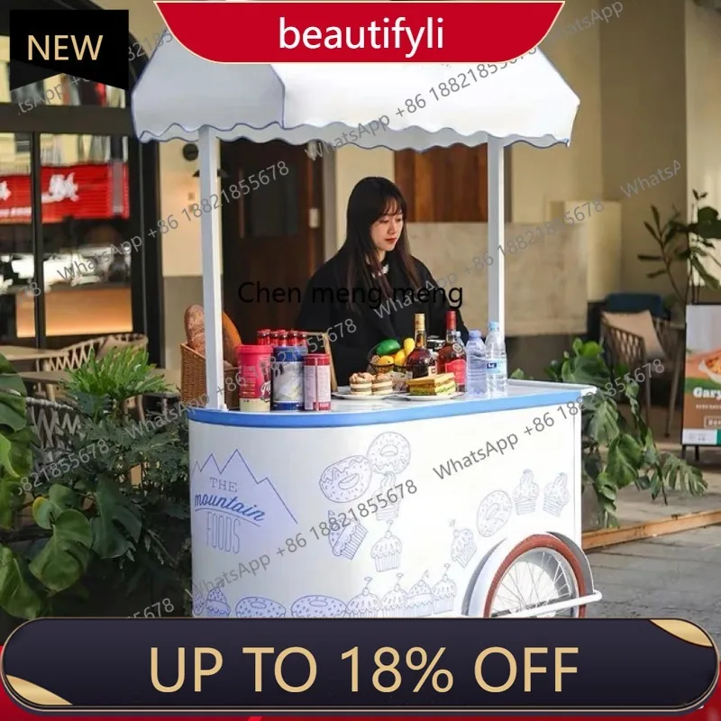 

P178 Stall trolley Movable multi-functional dessert dining car display Stall mobile stall car