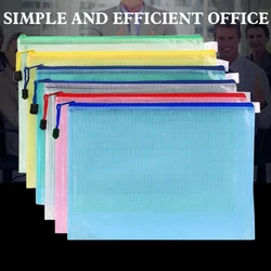 A4 Grid Transparent Document Organizer PVC Zipper Stationery School Handle Paper Pouch File Organizer A3/A4/A5/A6 Document Bag