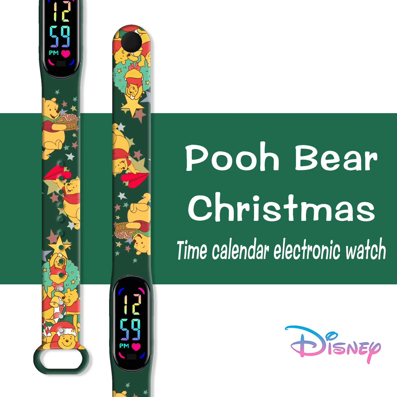 

Christmas Winnie the Pooh Print Band for Xiaomi Mi Band 10, Slim Soft Silicone Replacement Strap Watchband Wristband Accessories
