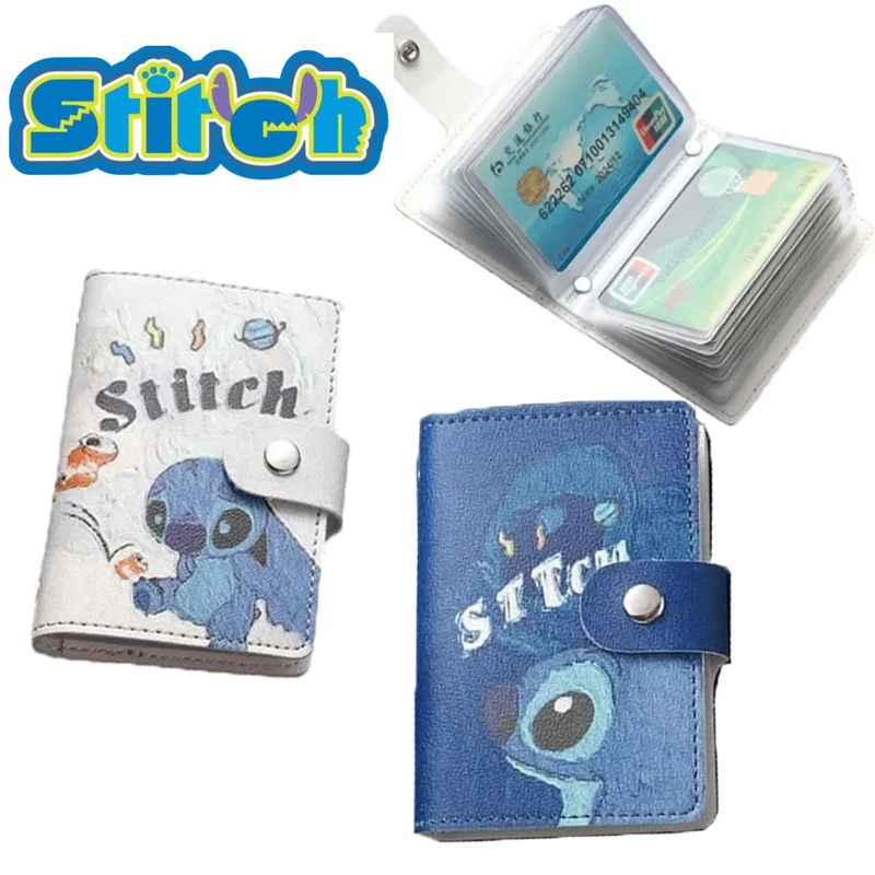 

Disney Stitch Bag Anime Cartoon Cute ID Credit Bank Card Holder Wallet Waterproof Leather Slim Card Collection Birthday Gift