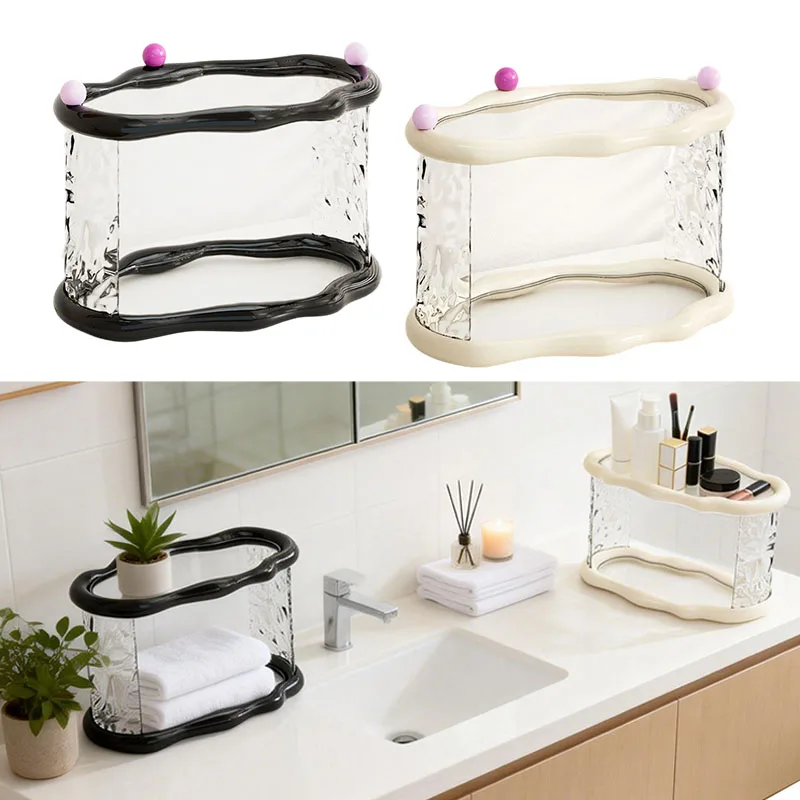 

Thickened PET Desktop Storage Box Double-layer Shelf Suitable for Bathroom Dressing Table Kitchen Desk Storage Home Decoration