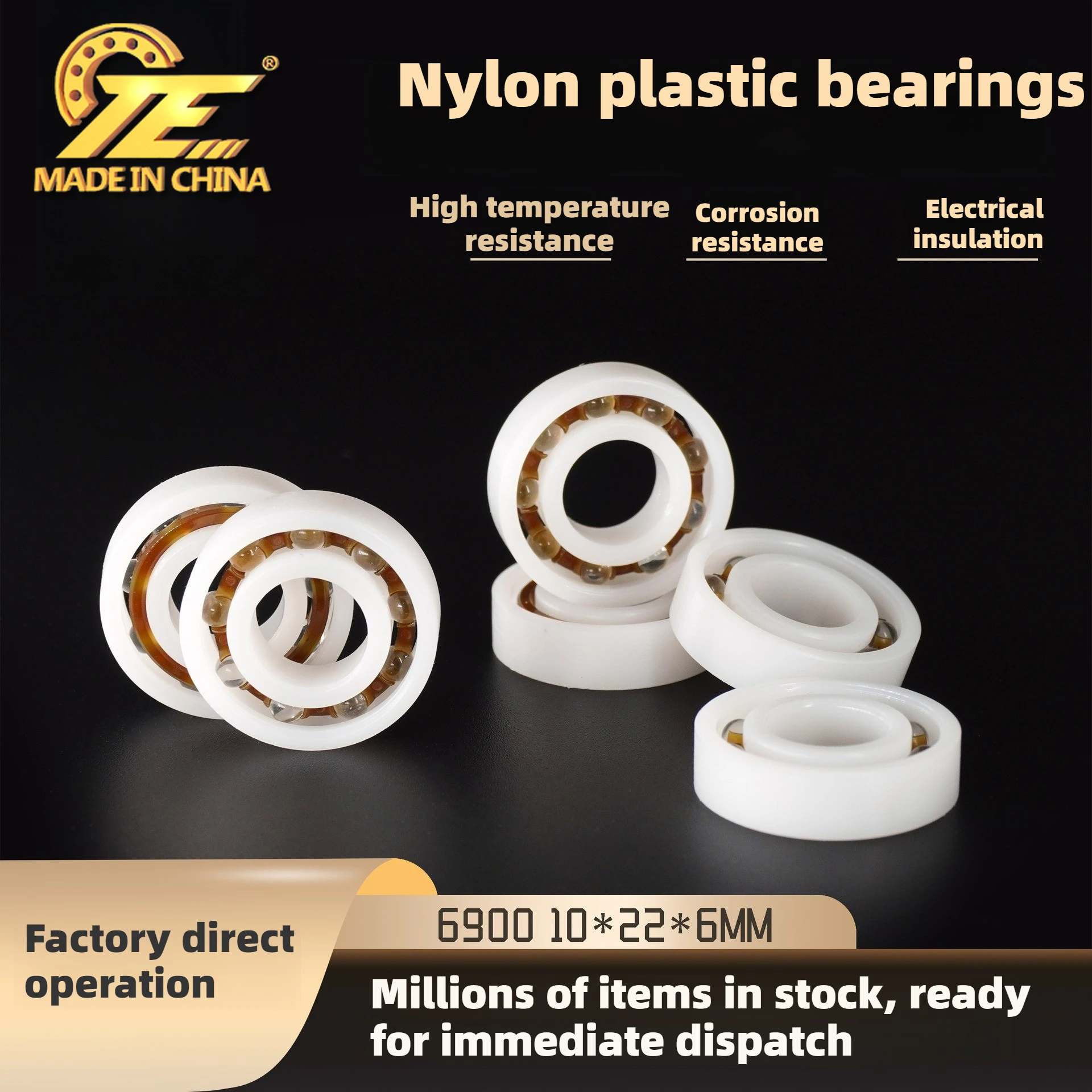 POM nylon plastic bearing 6900 size 10X22X6MM engineering waterproof, corrosion-resistant, acid and alkali-resistant