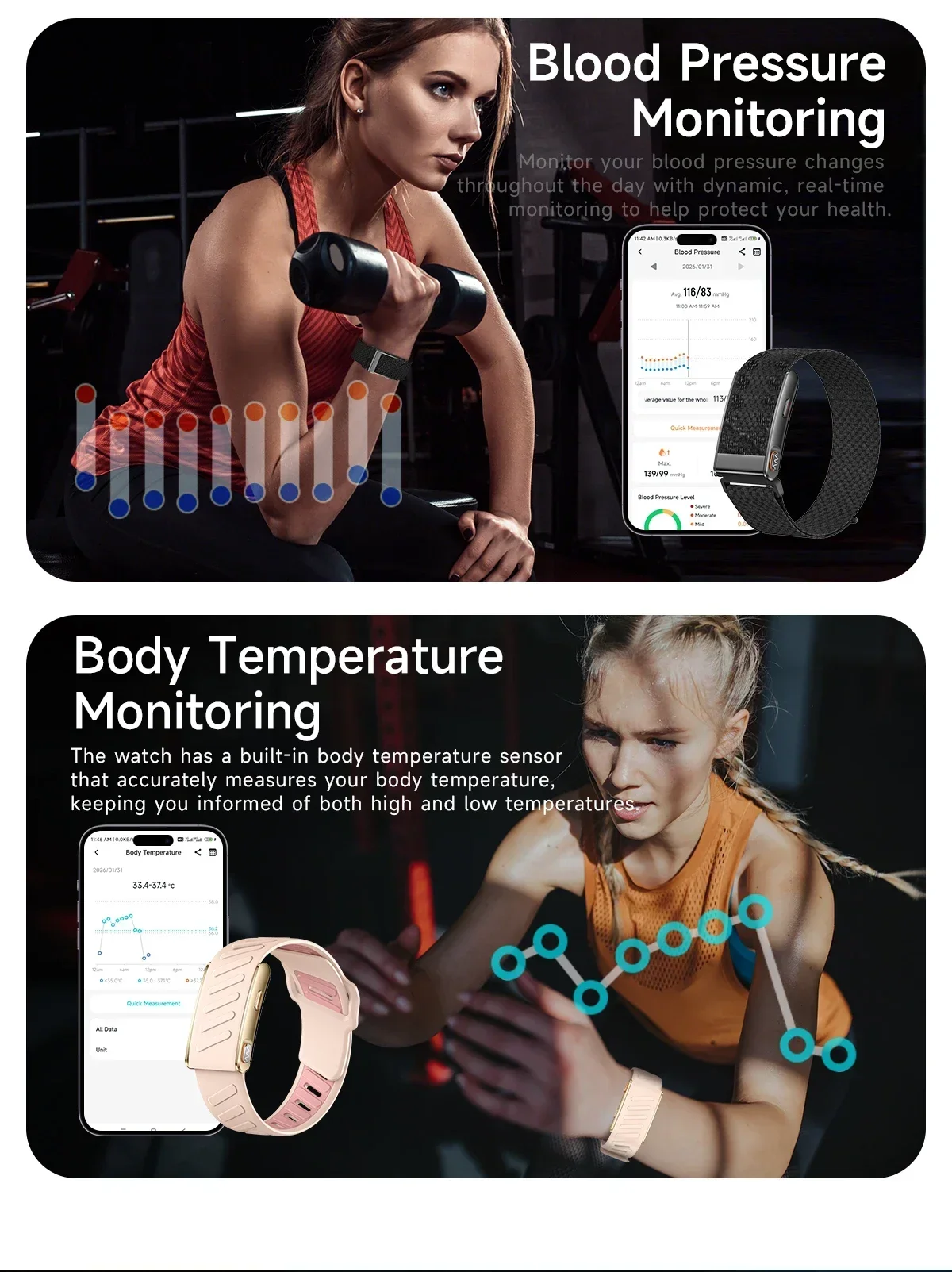 2026 Health Monitoring Smart Band with ECG, HRV, Blood Pressure, Sleep, Body Fat, BMI and Temperature Tracking description 15