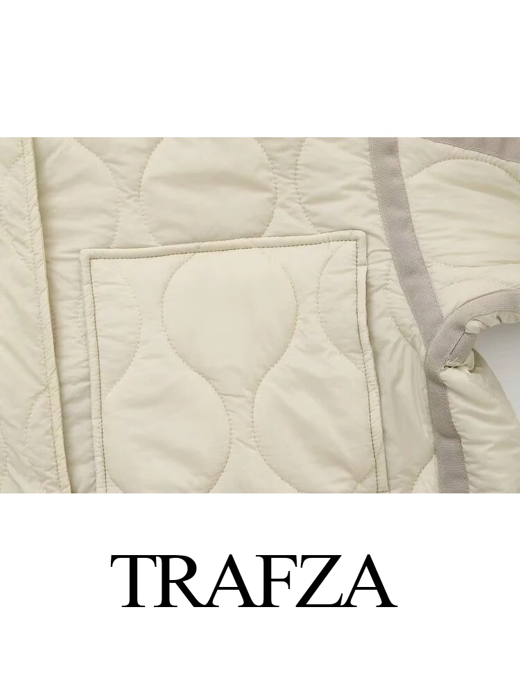 TRAFZA dames wintermode serie strik versierd katoenen jas met lange mouwen vrouwelijke elegante high street warme zakjas