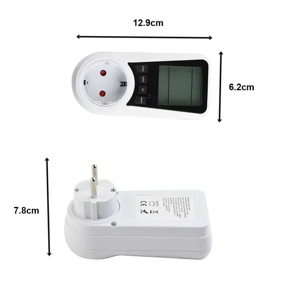 110V-230V 16A Dual Rate Electricity Meter Energy Cost Measurement Overload Protect Socket Dual Rate With 7 Modes Figure Screen