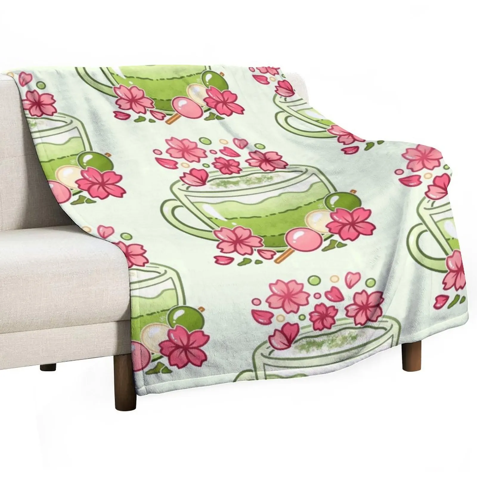 Sakura Matcha Tea Throw Blanket Blankets For Baby halloween Thins Heavy Nap Sofa Blankets